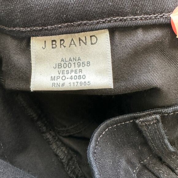 J Brand Vesper Black Alana High Waist Raw Hem Ankle Skinny Jeans 30 - Picture 10 of 16